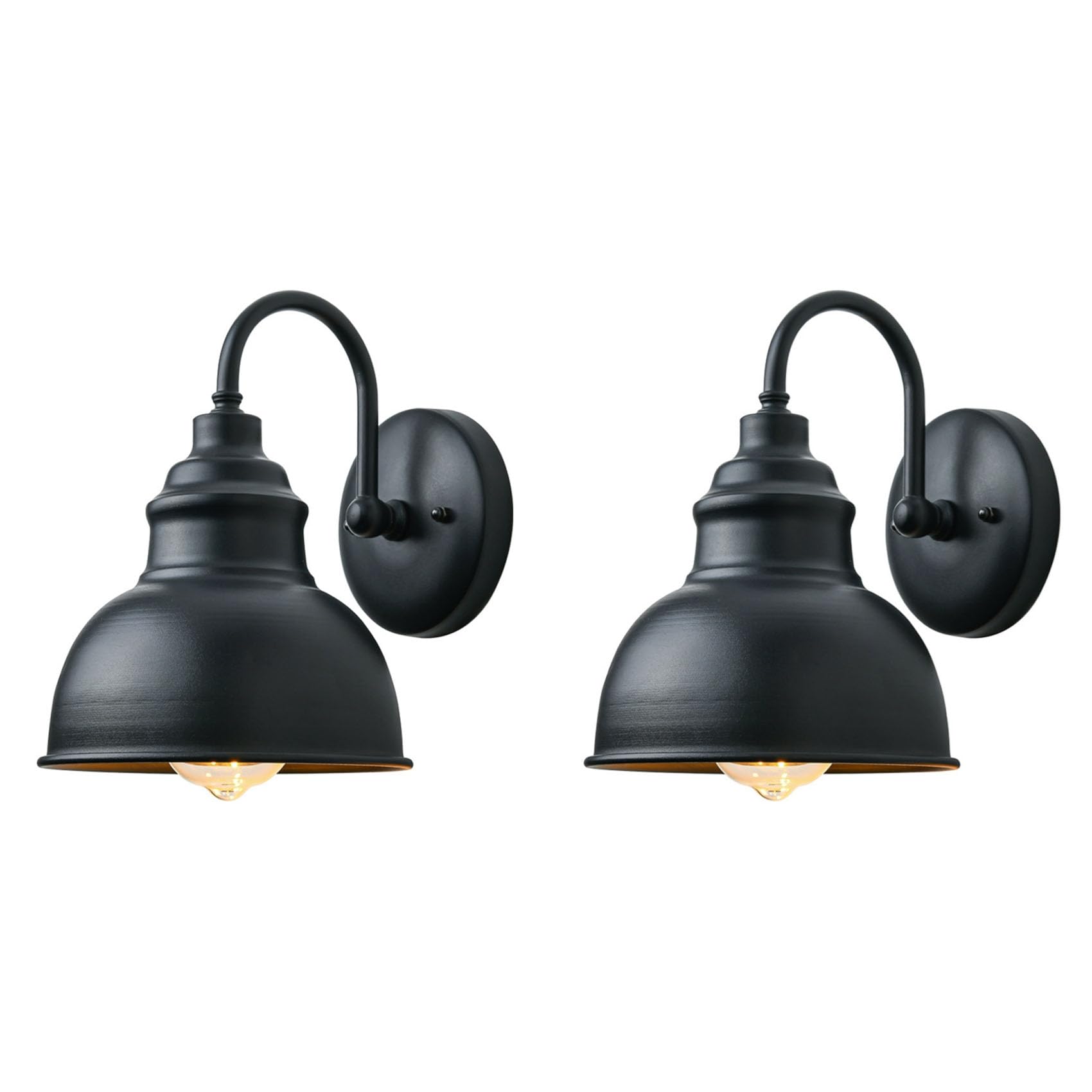 Vjsujehgy 2X Vintage Wall Sconce Gooseneck Barn Flat Light Industrial Vintage Farmhouse Wall Sconce Outdoor Waterproof (Black)