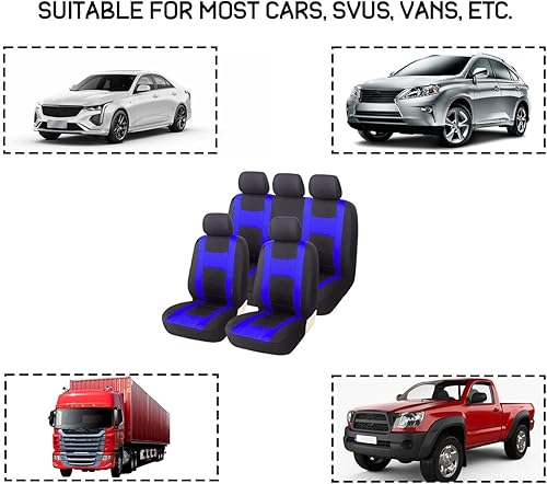Miniatura 6 de zipelo Juego completo de 9 fundas de asiento de automóvil fundas de asiento delantero con funda de asiento trasero a juego para automóviles