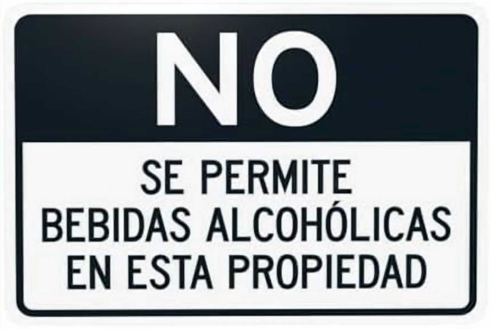(2-Pack) Metal Tin Sign No Alcoholic Beverages Allowed At This Property Bilingual Warning Sign, Signs for Home Garage Street Wall Caution Custom Decor 12 x 8 Inch