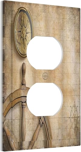 Vista 66 de Cubiertas decorativas de salida de estrella de mar playera, tablero de madera azul de concha de mar de 1 banda, decoración individual GFCI, placa