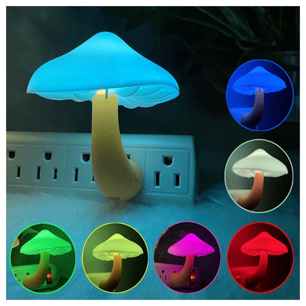 LED Mushroom Night Light Lamp with Dusk to Dawn Sensor,Plug in LED Bed Cute Mushroom Nightlight Night lamp Wall Light Baby Night Lights for Kids Children (Color Changing)