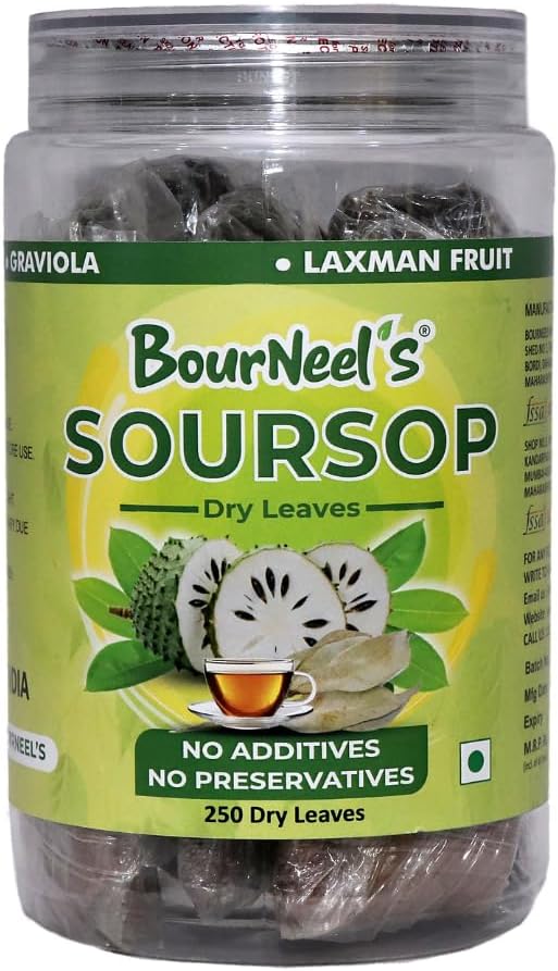 BourNeel's® Soursop Dry Leaves, 250 Loose Leaves | No Preservatives | Healthy Graviola Laxman Phal Dry Leaves | High Vitamin C |Soursop Kadha Tea |