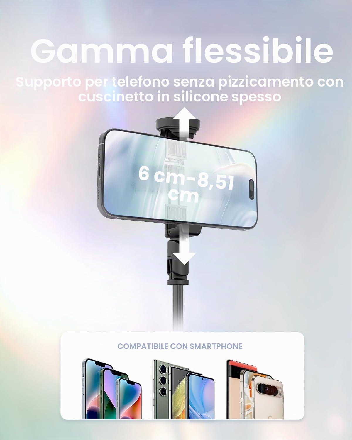 KraftGeek Bastone per selfie con apertura automatica per iPhone, 66" JustTap, treppiede per telefono, nero