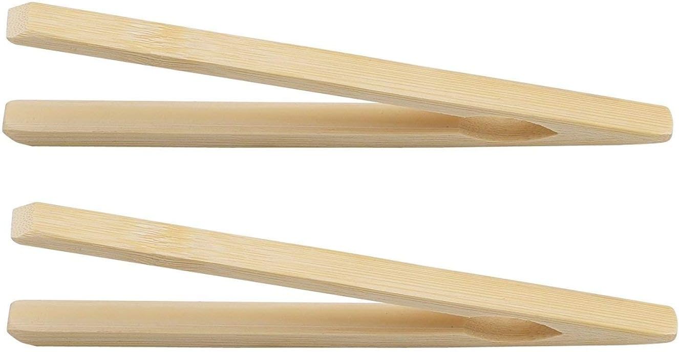 HIC Harold Import Co. Toast Tongs, Set of 2, Natural Bamboo