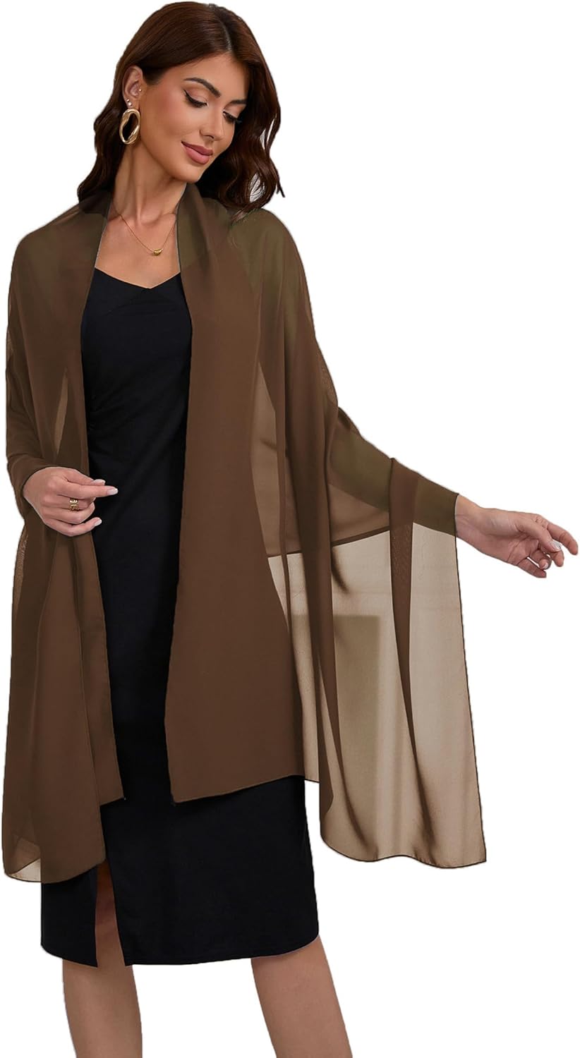 Baoqiya Women's Shawls and Wraps for Evening Dress Chiffon Shawl Soft Elegant Silky Pashmina Wedding Bridal Scarf - Image 4