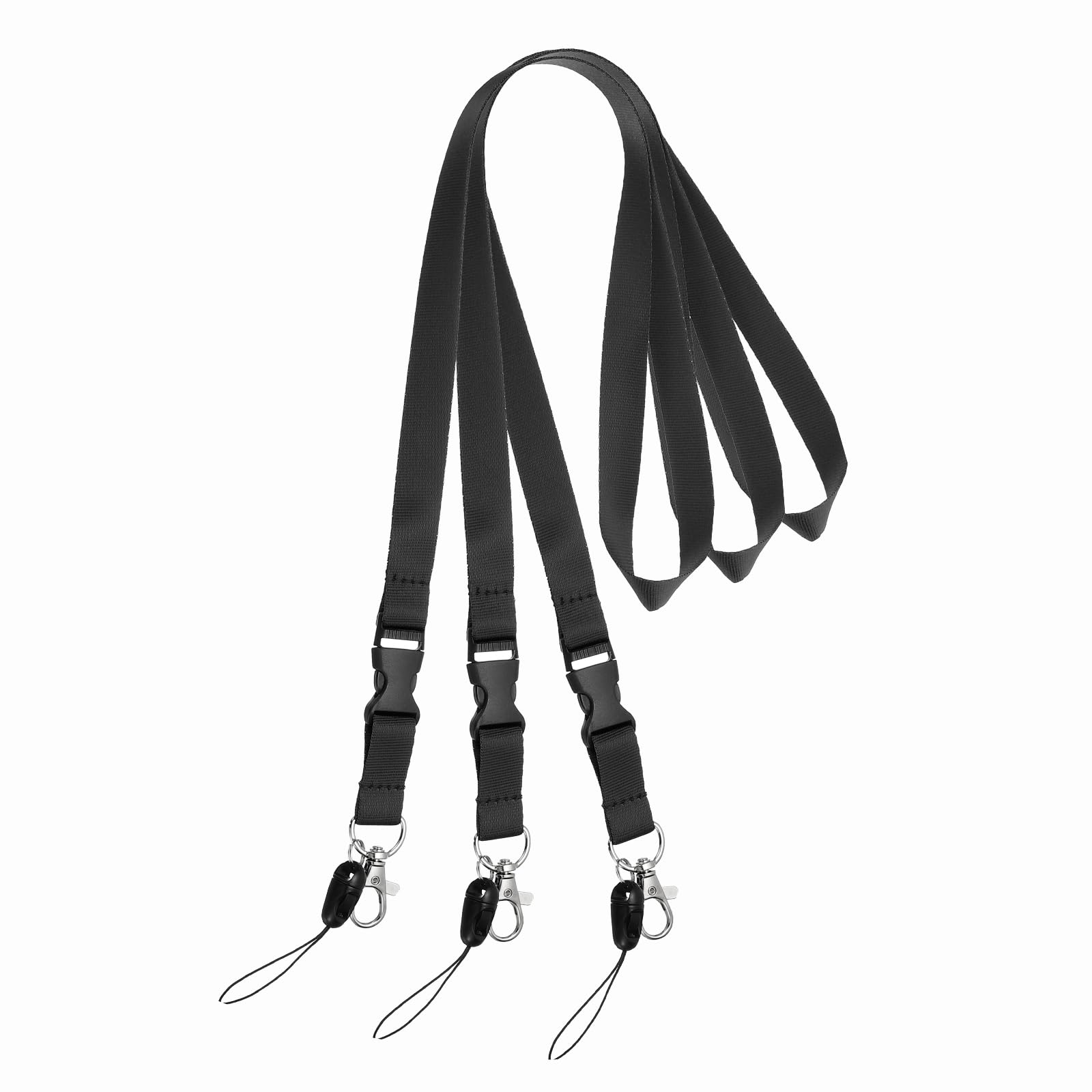 PATIKIL 3 Pack Black Lanyards for Keys, Cool Breakaway Lanyard for Men, ID Badges Holder Straps with Lobster Clasp Keychains for Teachers Office Staff