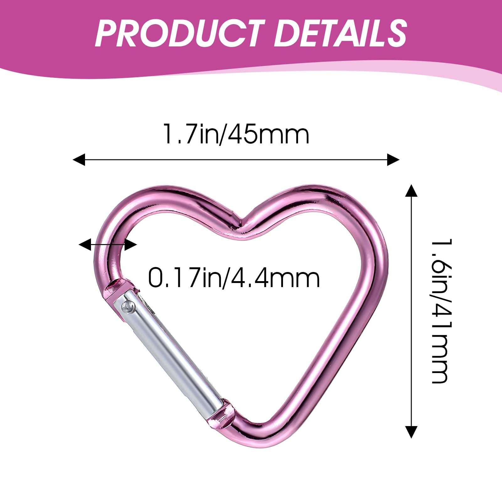 Dimeho Heart Shaped Keychain Clip, 10 Pcs Aluminum Alloy Spring Snap Hook Clip Keychain Hook Heart Cute Key Holder for Outdoor Camping Fishing Clips Hammock Key Chain Clips, Pink