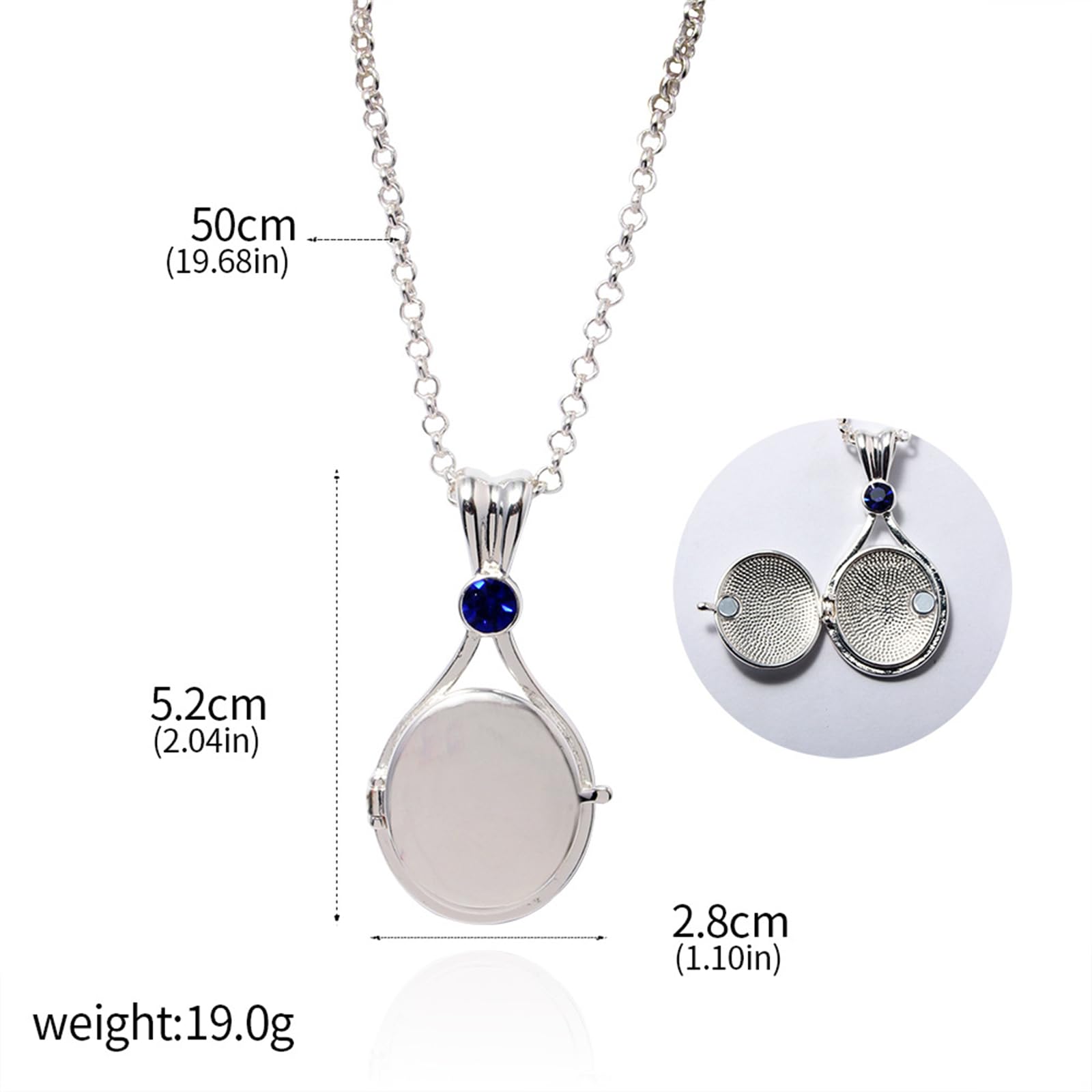 H2O - Collar para hombre y mujer, chapado en plata, medallón de sirena de agua, collar con colgante abierto, incrustaciones de cristal azul brillante para mujeres, fanáticos, cosplay, fiesta