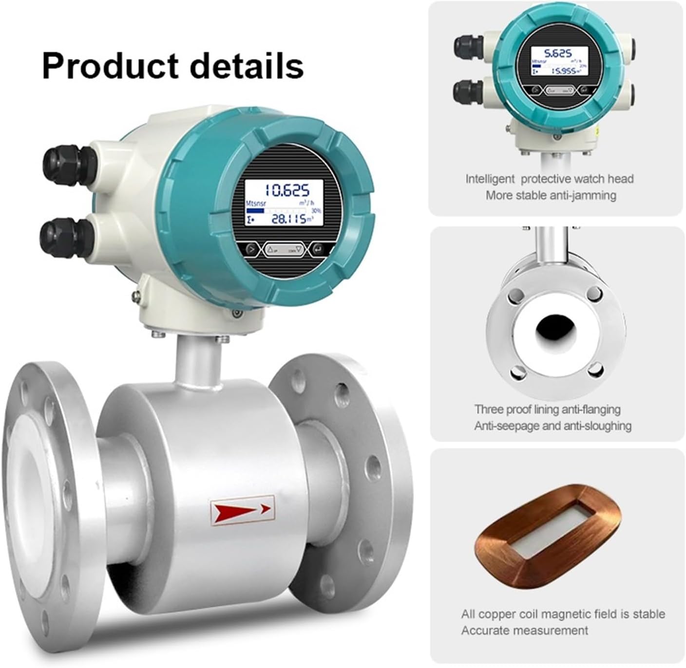 Digital Electromagnetic Flow Meter Material Water Flowmeter Corrosive Liquid(DN25)