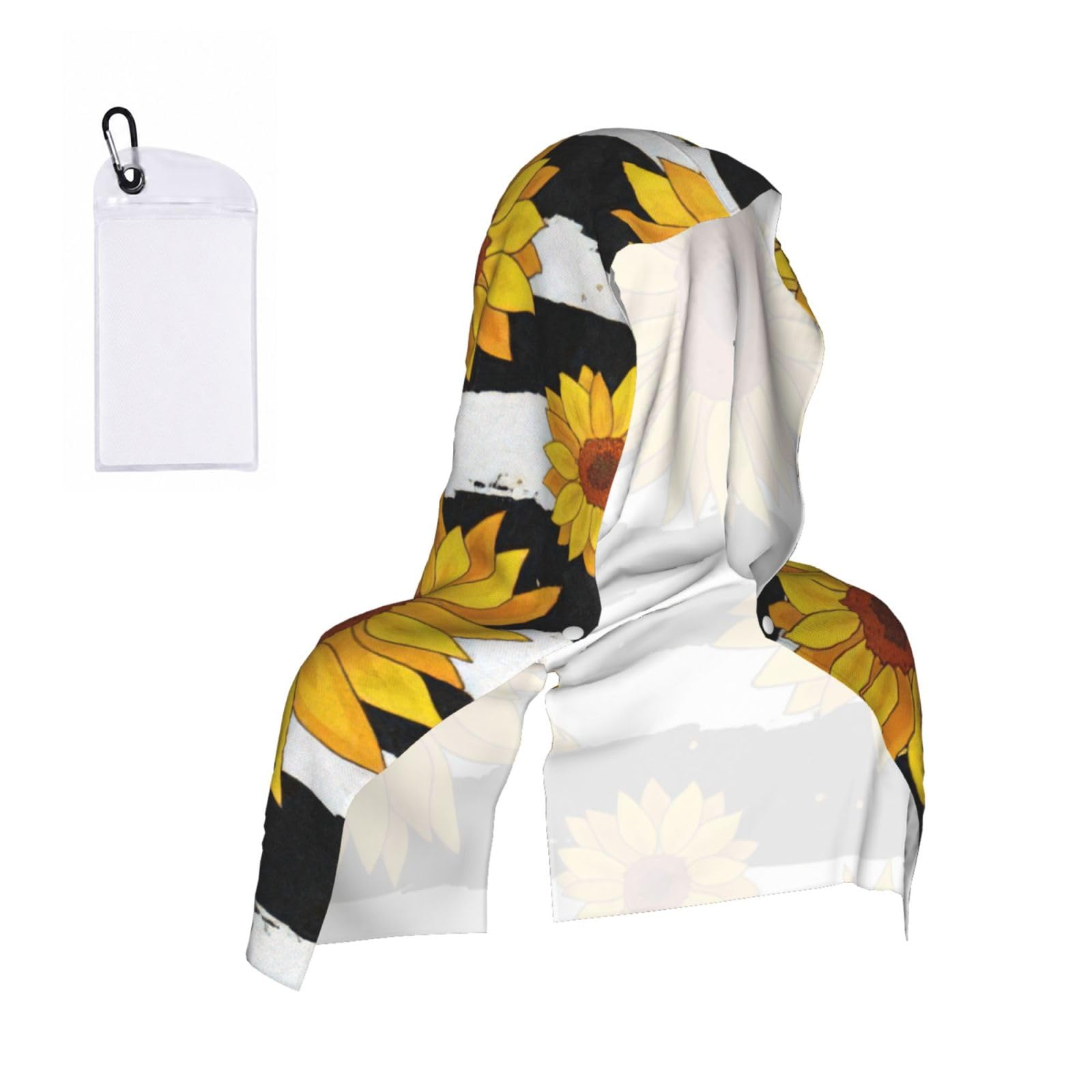 Stylish Sunflowers Print Cooling Hooded Sports Towel, 30×60cm Quick Drying Summer Cool Head Wrap For Neck And Face