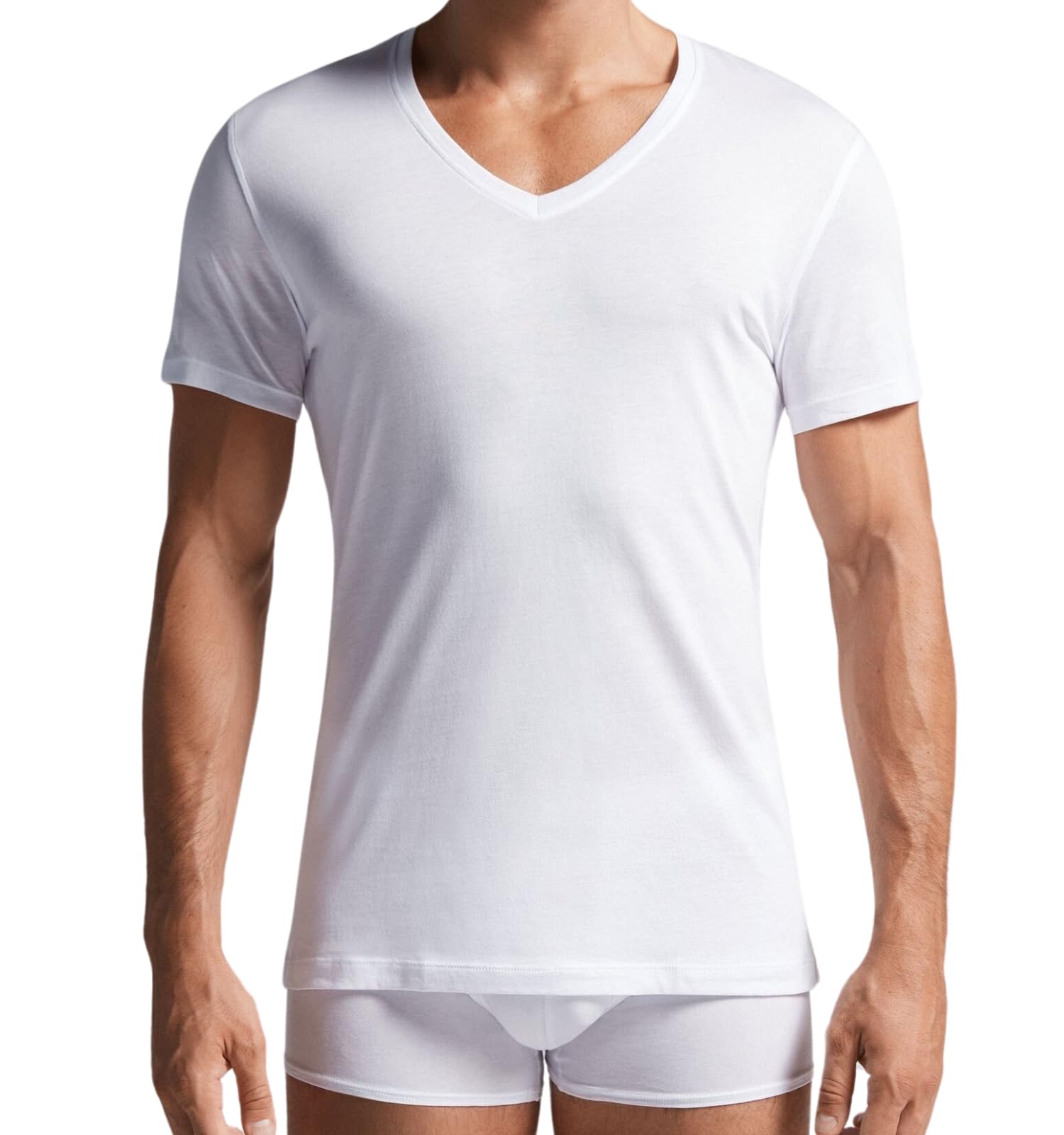 Intimitaly deFonseca - Set 3 Magliette Intime Uomo Cotone Pettinato Girocollo e Scollo V T Shirt Finissima Cuciture Piatte Intimo Maglietta Uomo Nera Bianca e Colorata