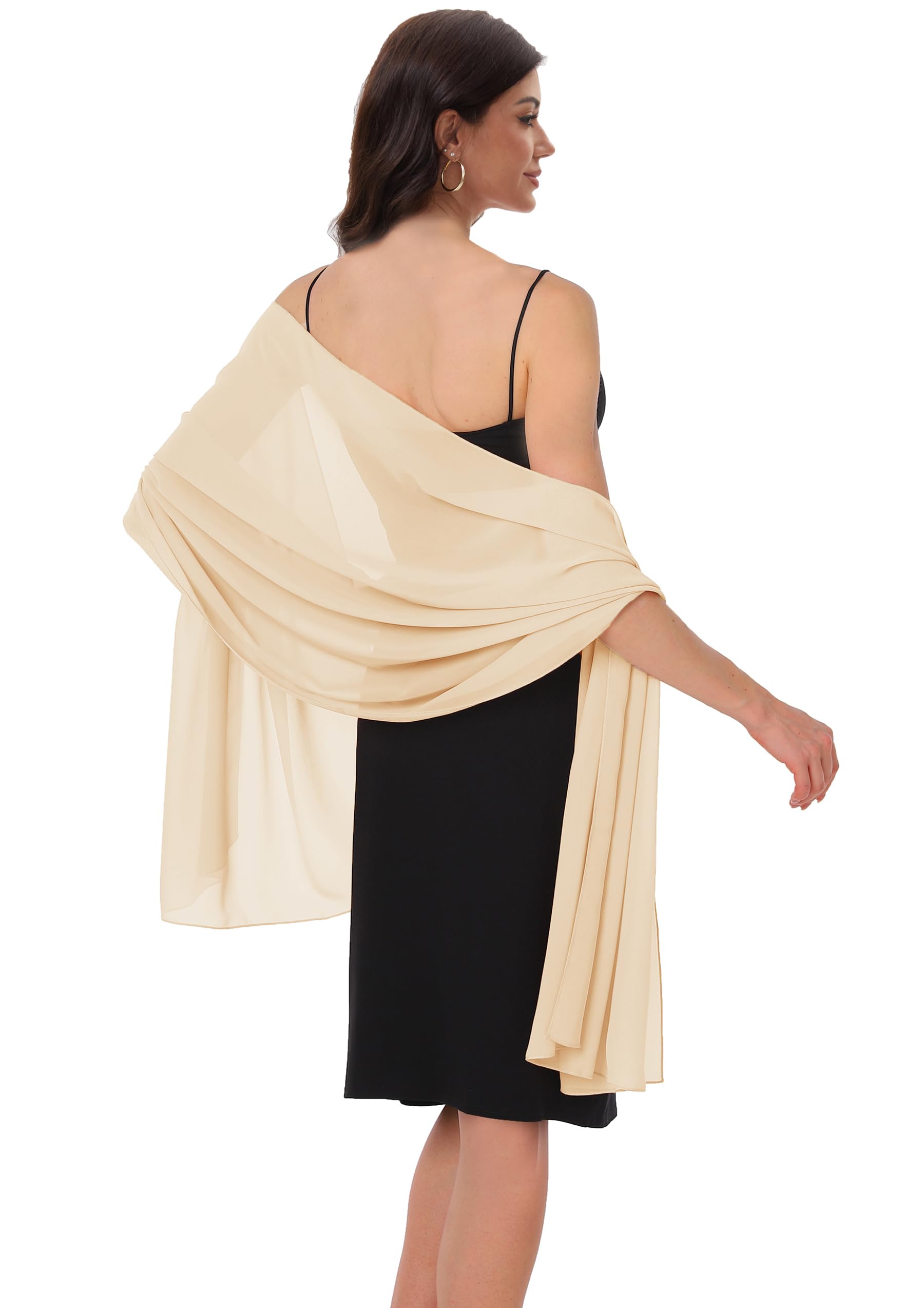 Women's Shawls and Wraps for Evening Dress Chiffon Shawl Soft Elegant Silky Pashmina Wedding Bridal Scarf