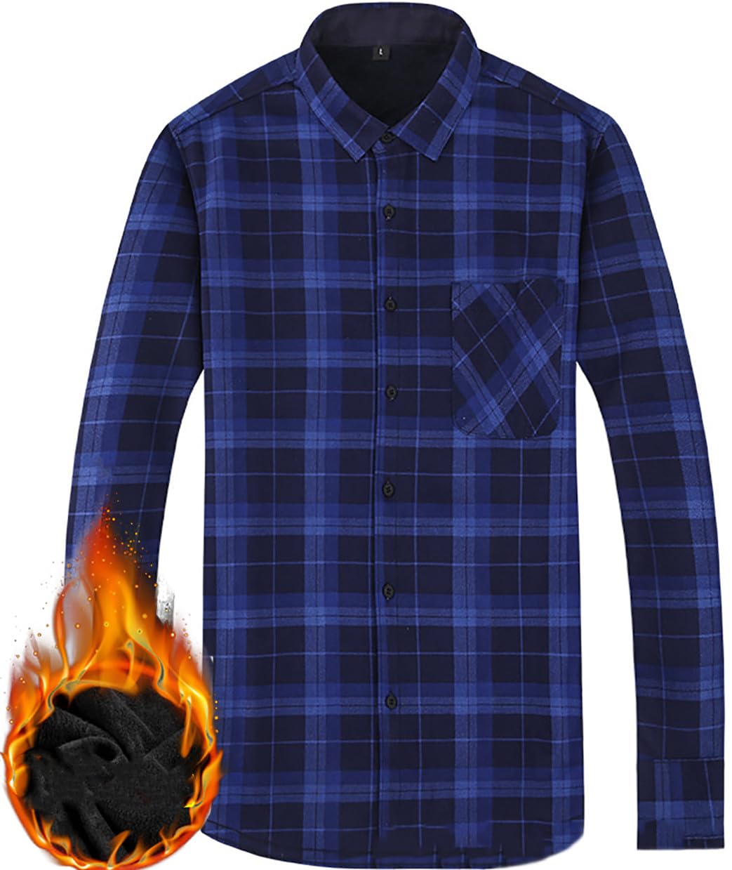 Miaikvs Men's Blue Thicken Plaid Shirt Warm Sherpa Lined Fleece Long Sleeve Casual Plaid Flannel Shirt Jacket With Pocket (,3Xl)