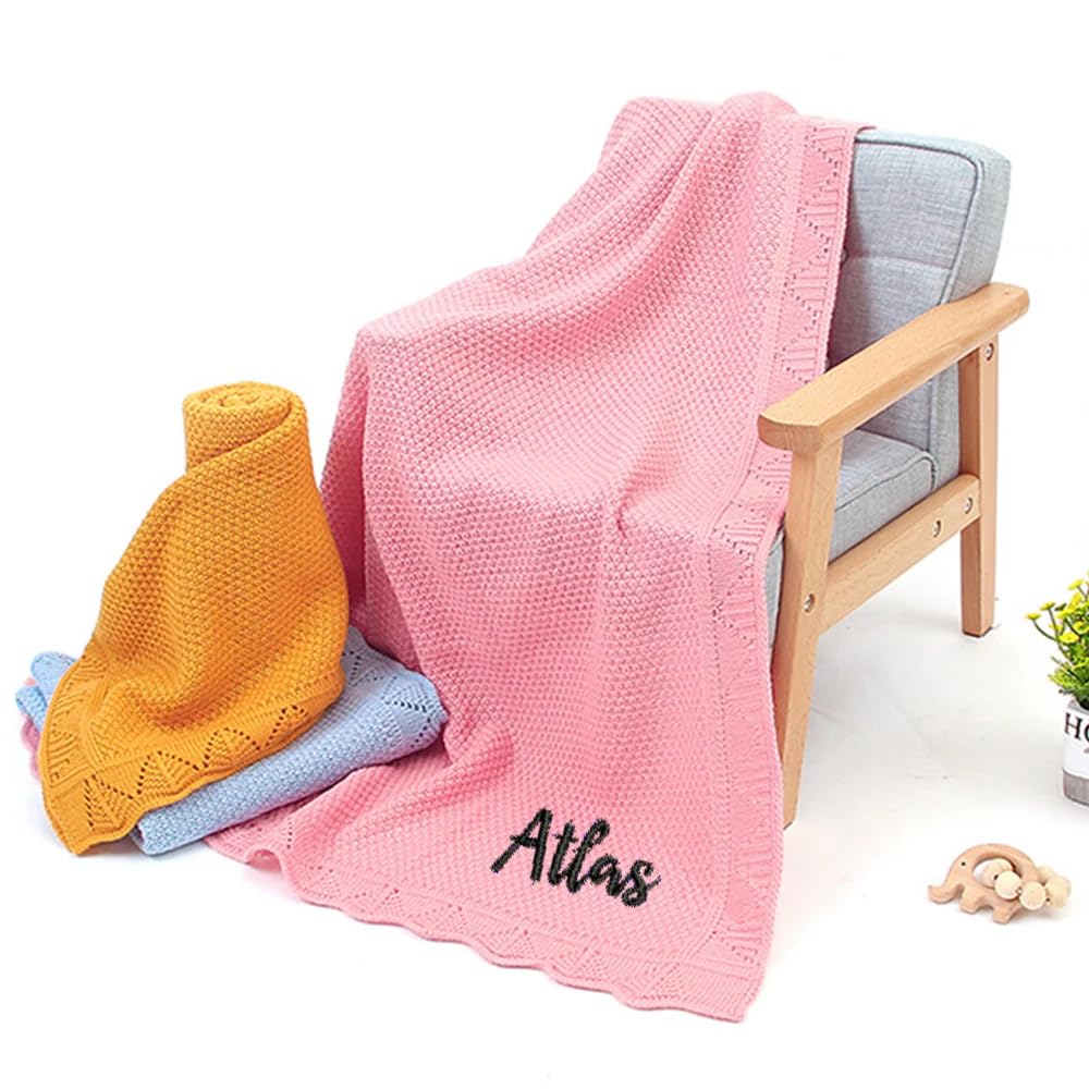 Couverture tricot personnalisé bébé REEG coton doux pour peau sensible