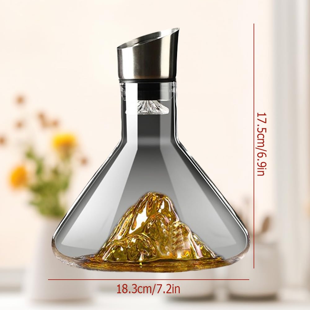Décanteur à vin transparent de 1500 ml avec aérateur, décanteur de filtration, carafe à vin rouge avec distributeur intégré (cristal)