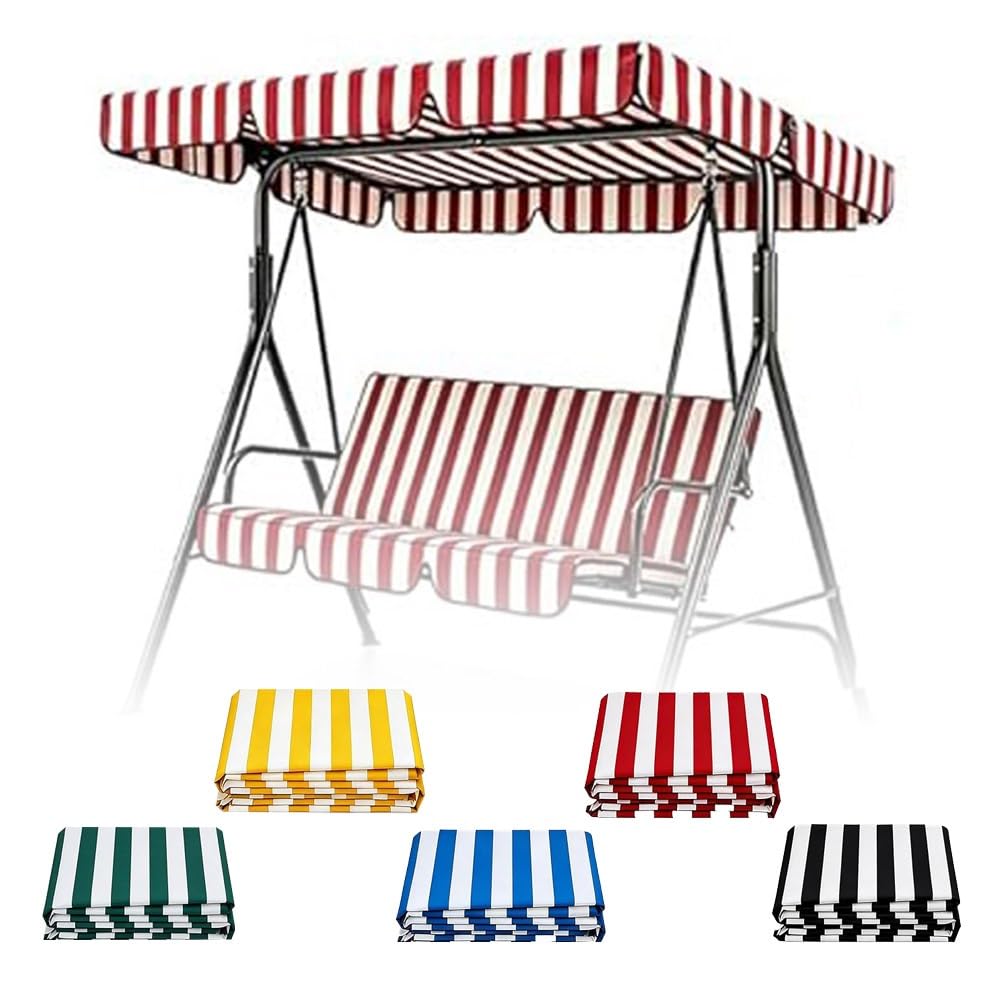 SMCMGECEUZ Garden Swing Canopy Replacement Cover Stripe Swing Replacement Canopy Top Covers, Outdoor Patio Porch Swing Top Covers 56 65 75 77 83 98in(Red,190x120cm(75x47in))