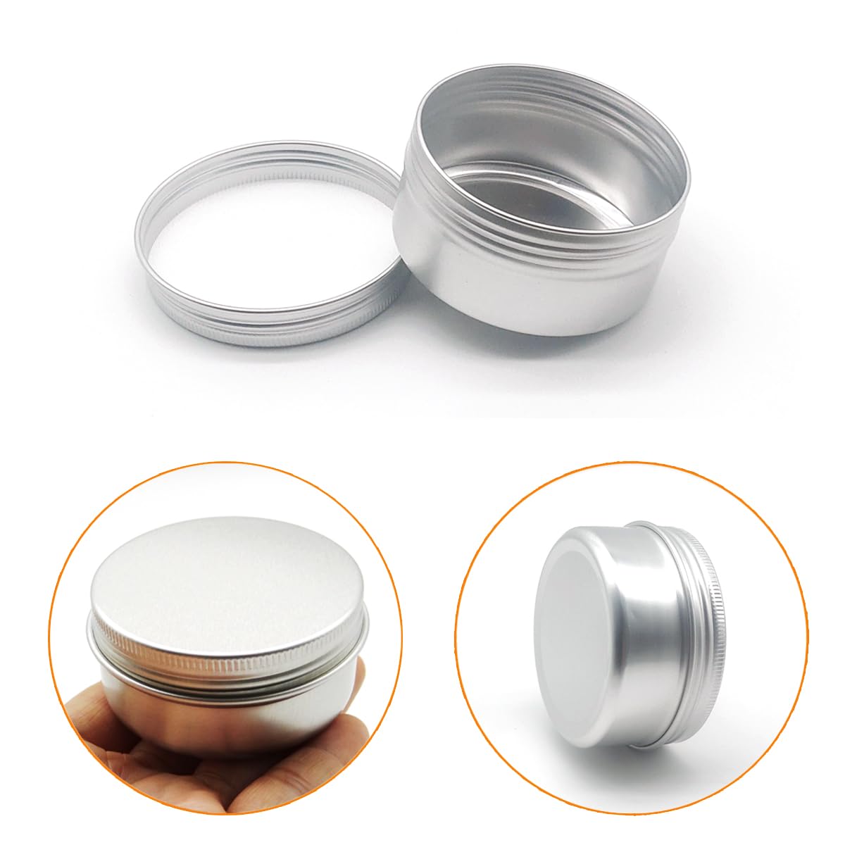 4 barattoli rotondi da 200 ml, contenitori in alluminio per campioni di cosmetici con coperchio a vite, 200 g, in metallo argentato, barattoli vuoti da viaggio per unguenti, balsami per