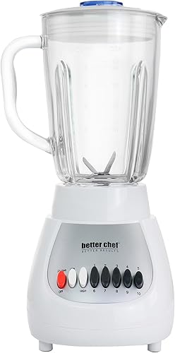 Better Chef Licuadora clásica de 10 velocidades 5 tazas Tarro de vidrio (blanco)