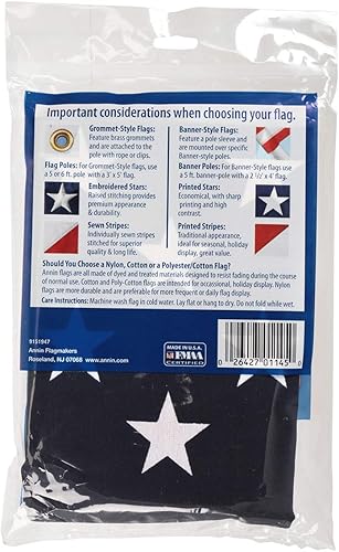 Miniatura 4 de Annin Flagmakers (19417) Bandera estadounidense de poliéster/algodón, fabricada en Estados Unidos, 3 x 5 pies, para todo tipo de clima