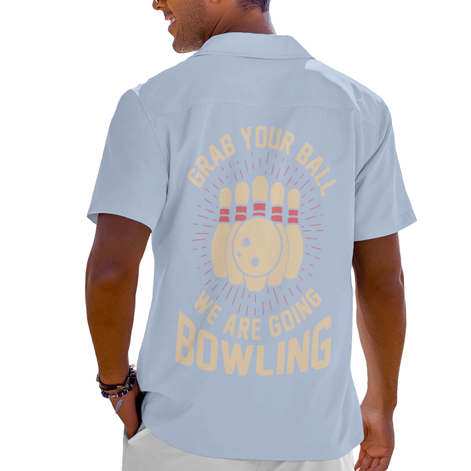 Custom Bowling Shirts for Men, Personalized Retro Button Down Short Sleeve Casual Shirts with Team Name