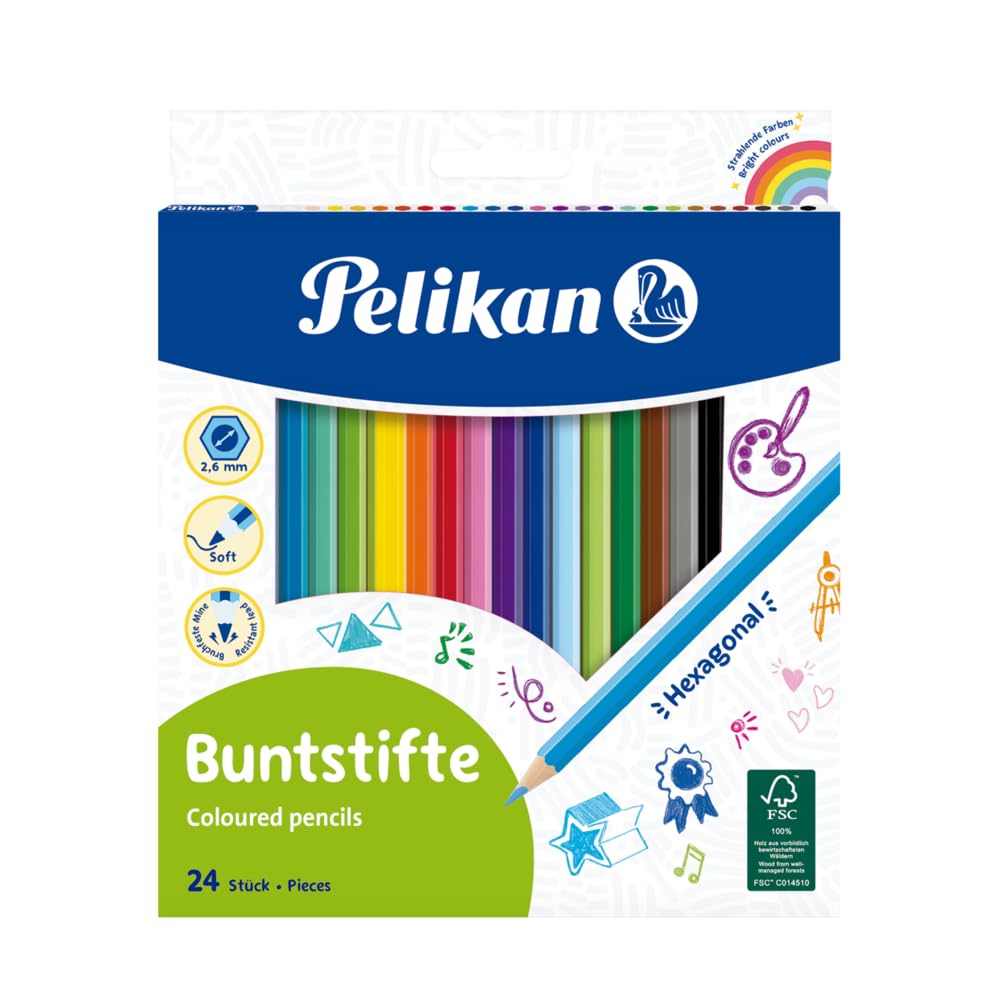 Lapices de colores pelikan hexagonales 24 colores caja de carton