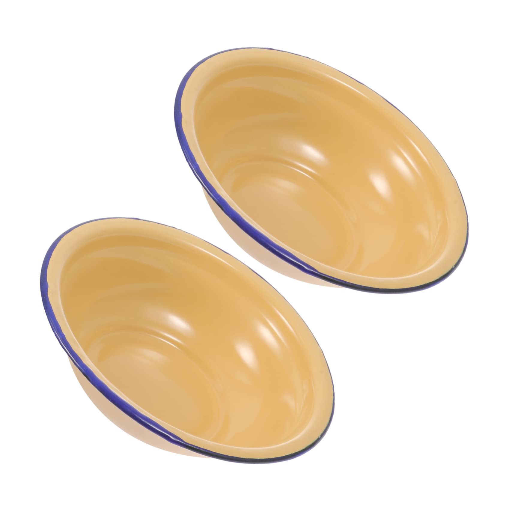 Bassine à soupe en émail Homoyoyo lot de 2 bols vintage bord roulé