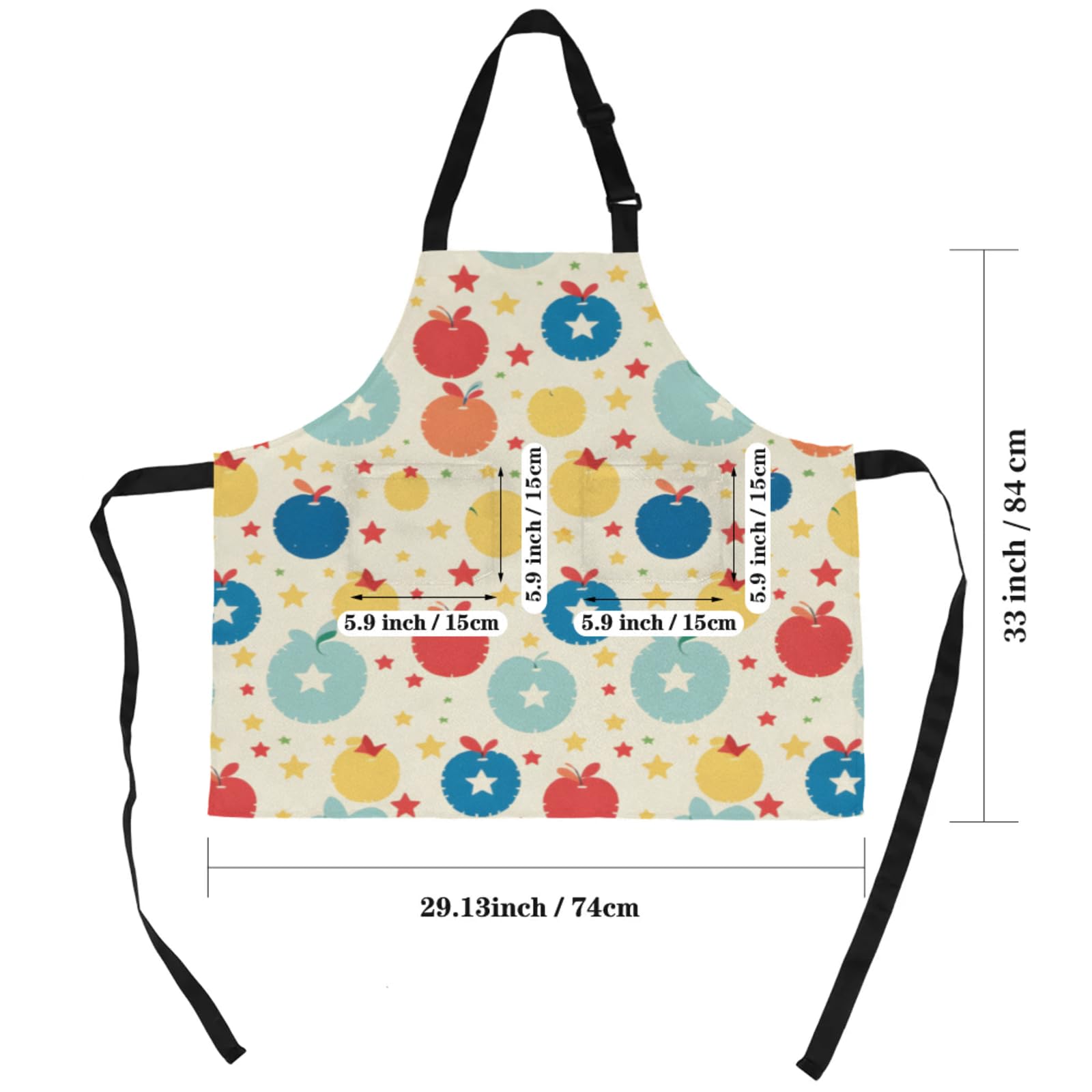 Abstract Star Apples Chef Apron with Pockets Adjustable Shoulder Strap Waterproof Cooking Apron for Kitchen Baking Gardening Pottery Painting