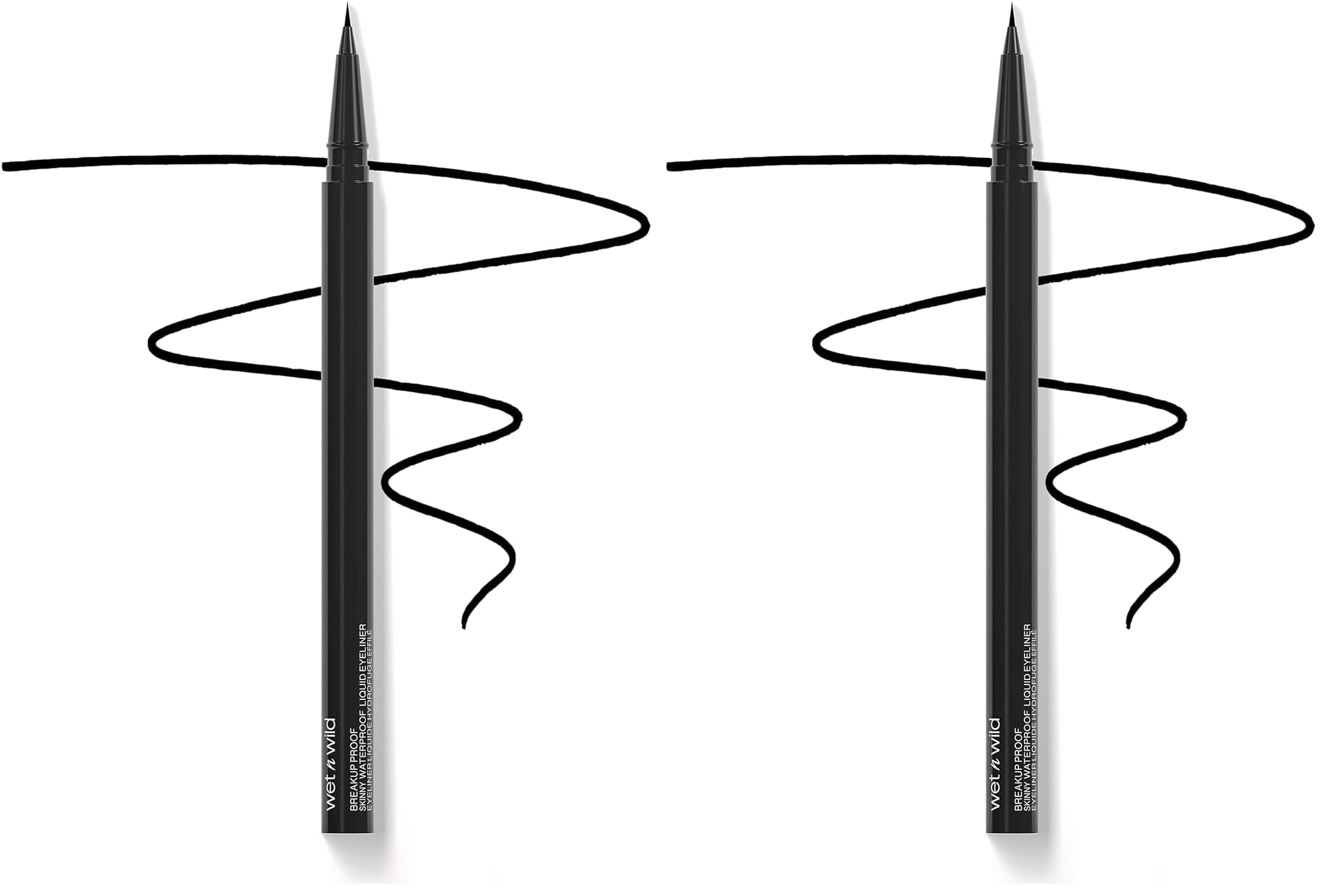 wet n wild Breakup Proof Liquid Eyeliner - Ultra-Fine Brush, Waterproof, Long-Lasting - Cruelty-Free & Vegan - Ultra Black (Pack of 2)