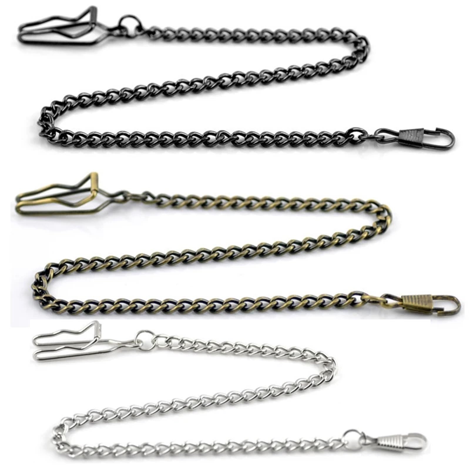 Antike Bronze-Taschenuhrketten, 37 cm, for Cowboy-Weste, Schlüsselanhänger, Zubehör, 24 Stück