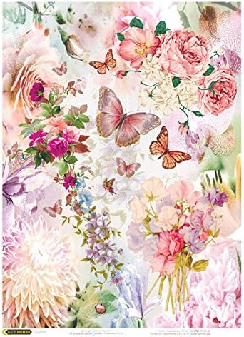Decoupage Rice Paper Pink Flowers Made in Russia 297 × 420 mm / ~ A3