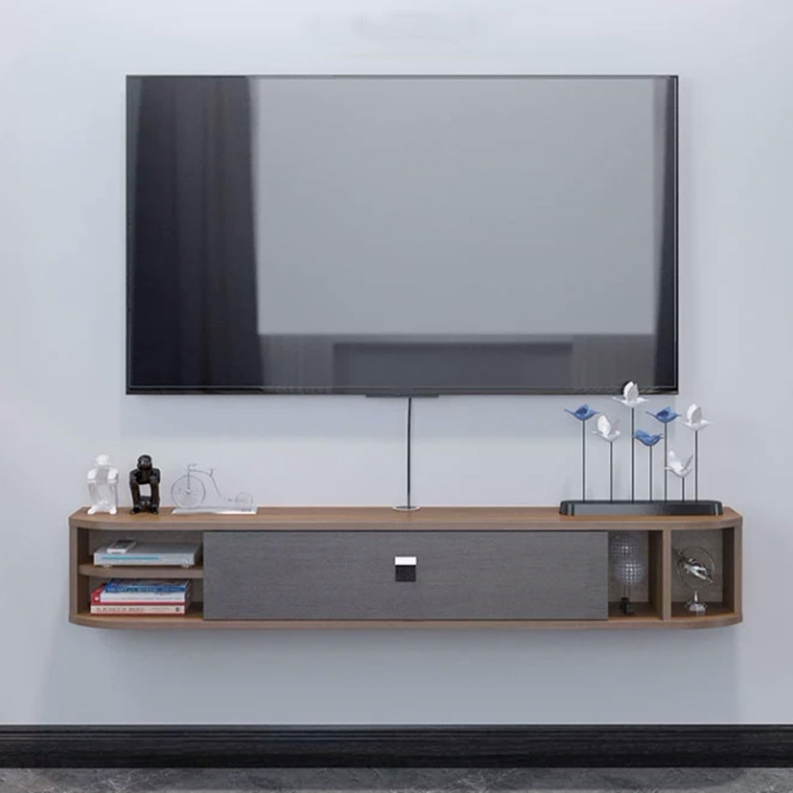 Mueble de TV Estante flotante estrecho for TV, consola de TV montada en la pared de 63 pulgadas, estante flotante moderno debajo del televisor, estante flotante for entretenimiento, soporte for TV con