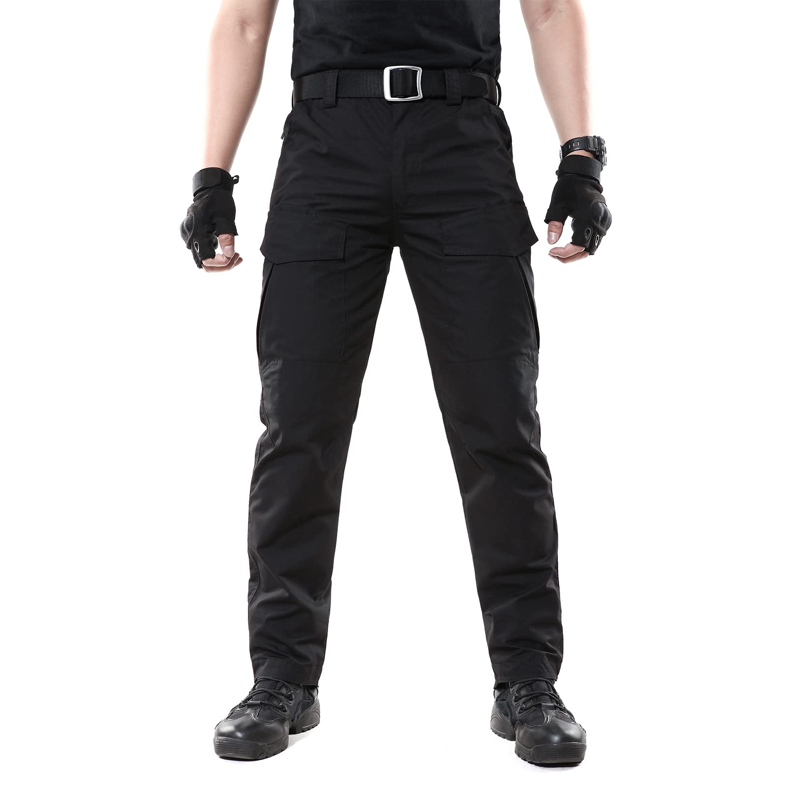 BWBIKE Pantaloni Militari Tattici da Uomo Pantaloni da Paintball da Combattimento Pantaloni da Lavoro Mimetici da Allenamento All'aperto (Senza Cintura), Nero