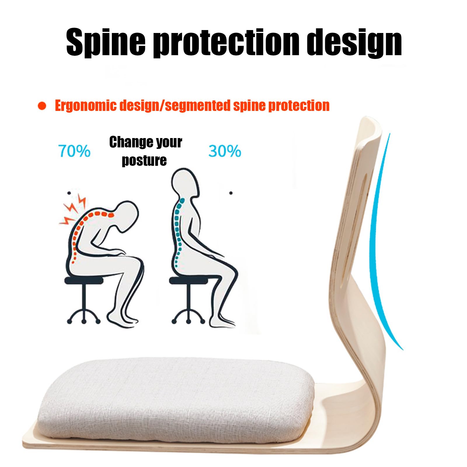 Silla De Suelo,Silla Japonesa De Suelo,Silla De Piso De MeditacióN,Ligera Y PortáTil,Resistente Al Desgaste, Relajarse En Cualquier Espacio