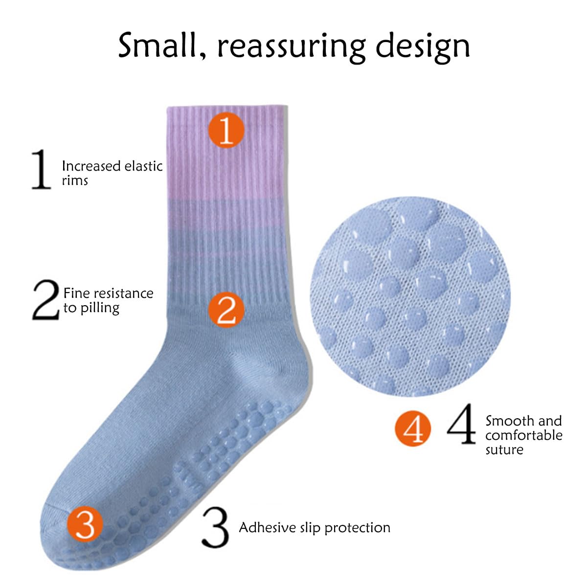 Likeggoad 6 Pairs Pilates Socks with Grips Non Slip Yoga Athletic Sock Grippy Crew Socks for Ballet/Dance/Exercise(Style-3)