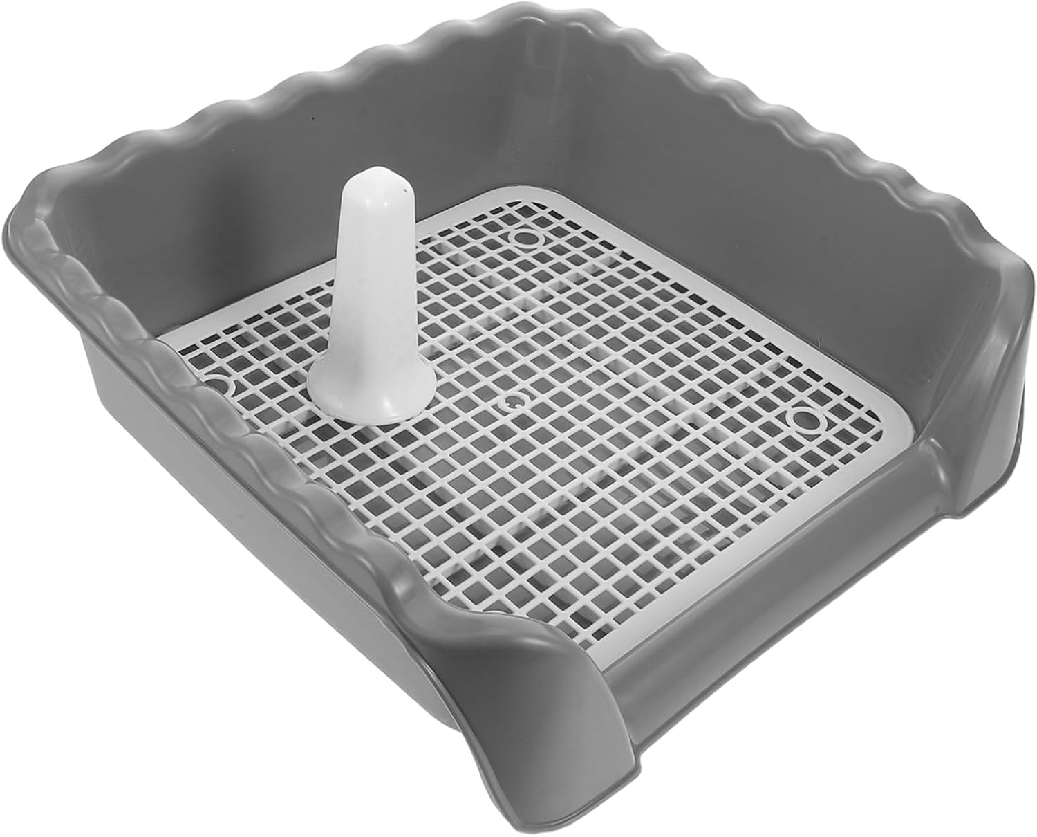 HANABASS Dog Potty Training Tray with Mesh Grid Induction Column for Easy Potty Training Raised Wall Design for Indoor Use Medium Dog Toilet