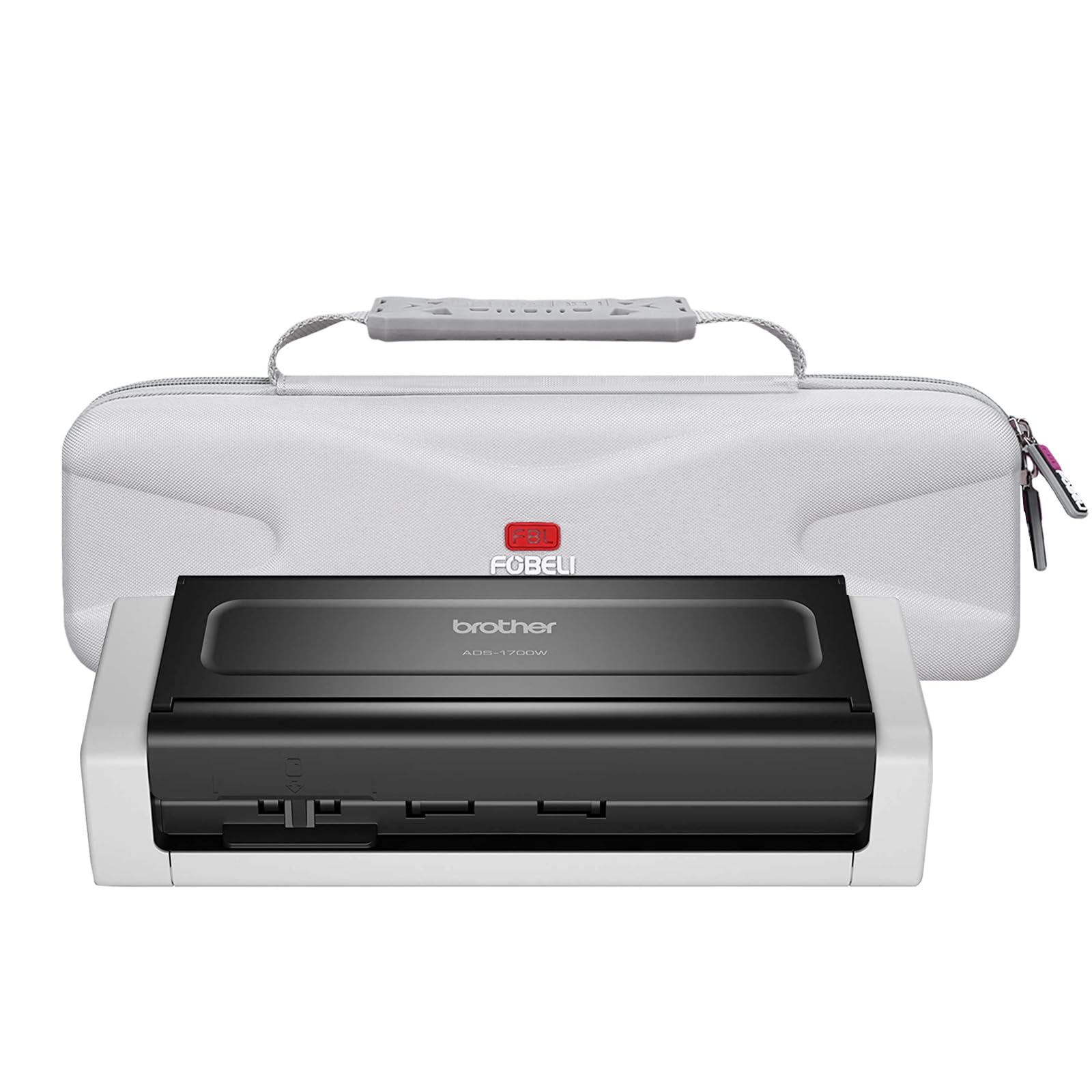 FBLFOBELI Étui de transport rigide pour scanner de bureau compact sans fil Brother ADS-1250W / ADS-1700W / ADS-1800W / ADS-1200 / ADS-1300 - Sac de rangement de protection (étui uniquement) (gris)