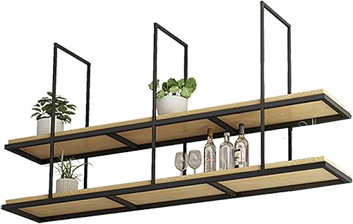 Shelves Whftd Ceiling Floating Shelves, Hanging Retro Metal Storage Rack,-2 Tier European-Style Wall-Mounted Display Stand, Industrial Vintage Wine