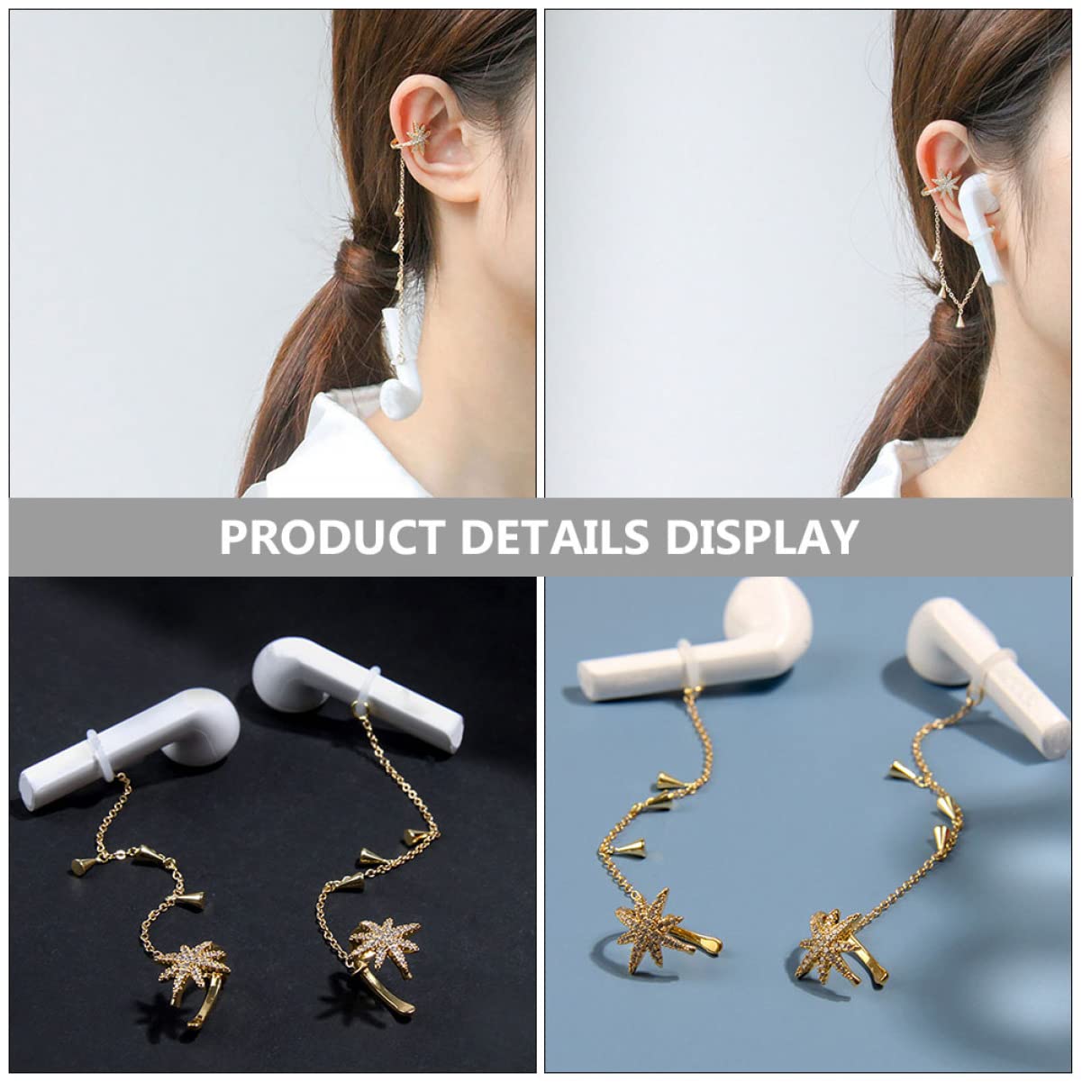 DOITOOL 5 De Auriculares Con Clip De Oreja De Cadena Antipérdida Moda De Cobre