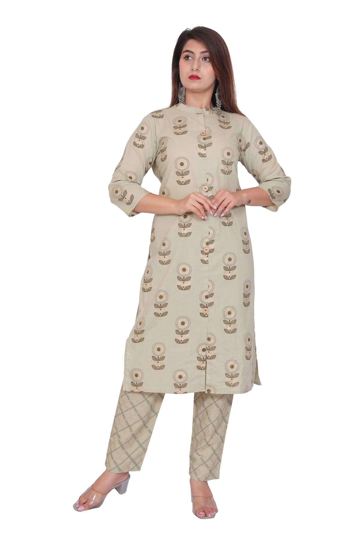 AUMARA Cotton Women Kurta & Palazzo Set Grey
