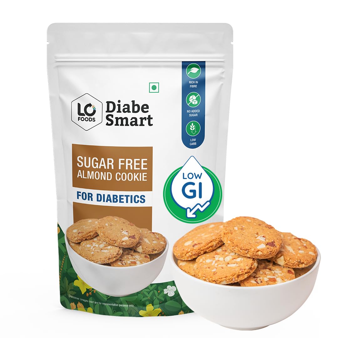 DiabeSmart Diabetic Almond Cookies (200g)| Sugar Free Biscuits for Diabetic| Low GI No Maida Digestive Biscuits with Ayurvedic Ingredients| Zero Sugar Diabetic Cookies| Baked Healthy Diabetic Snacks