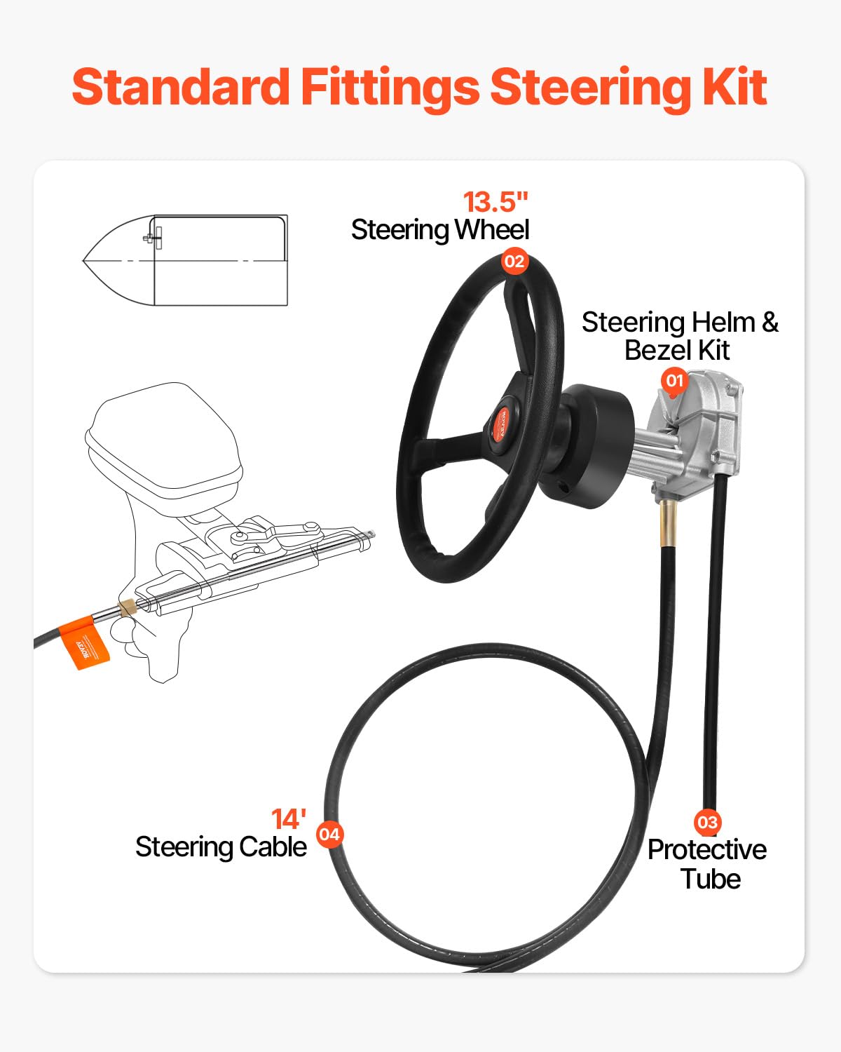 Amazon | Bestauto 船外ステアリングシステム 14フィート 船外