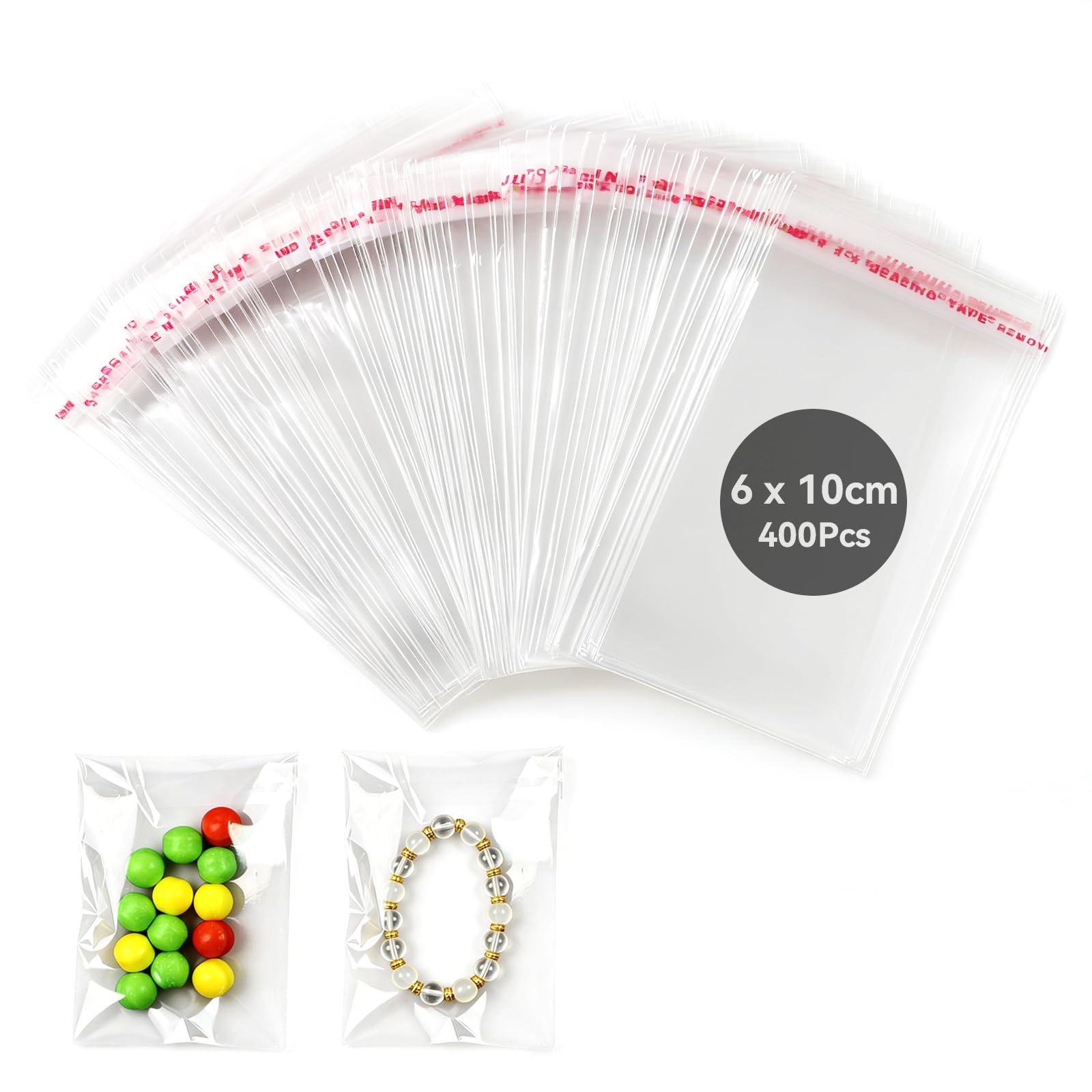 Realjoy 400Pcs Clear Cellophane Bags, 6ร10cm Self-Seal Sweet Cookie Biscuit Bags, Self-Adhesive Transparent OPP Bag, Small Sweet Bags for Cookie, Candy, Sweet, Chocolates, Soap
