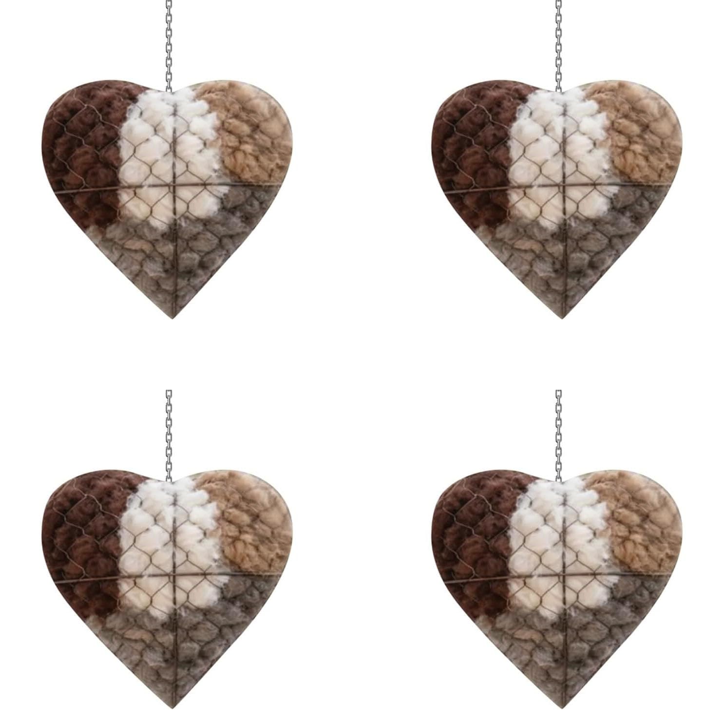 Corazón de Fibra para Nido de PáJaro Hecho a Mano, Fibra de Pájaro Nido Corazón Hecho a Mano, Hecho a Mano Fibra Corazón para Nidos Pájaros,para Amantes de Los Animales y Colibríes, Casa,4 stück