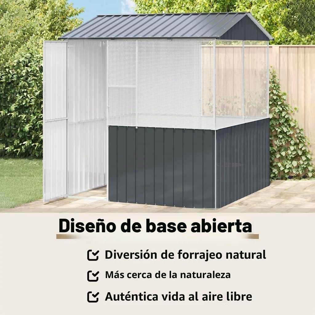vidaXL Jaula para Aves Antracita 215 x 209 x 230 cm Acero Galvanizado, Aviario Rectangular Grande, Moderno y Resistente, Ideal para pájaros en jardín o terraza, Color Antracita