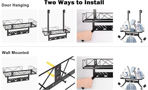 Miniatura 2 de Colgador de Tabla de Planchar, Caddy de Tabla de Planchar de Metal Sobre la Puerta o Montado en la Pared, Estante de Almacenamiento de Tabla de
