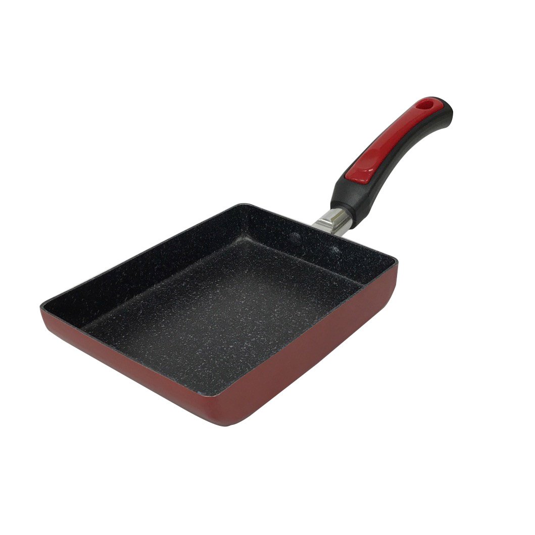タフコ(Tafuco) 卵焼き器 フライパン 幅13.5×奥行35×高さ8cm IH対応 ダイヤモンドマーブル ローゼス レッド F-7136