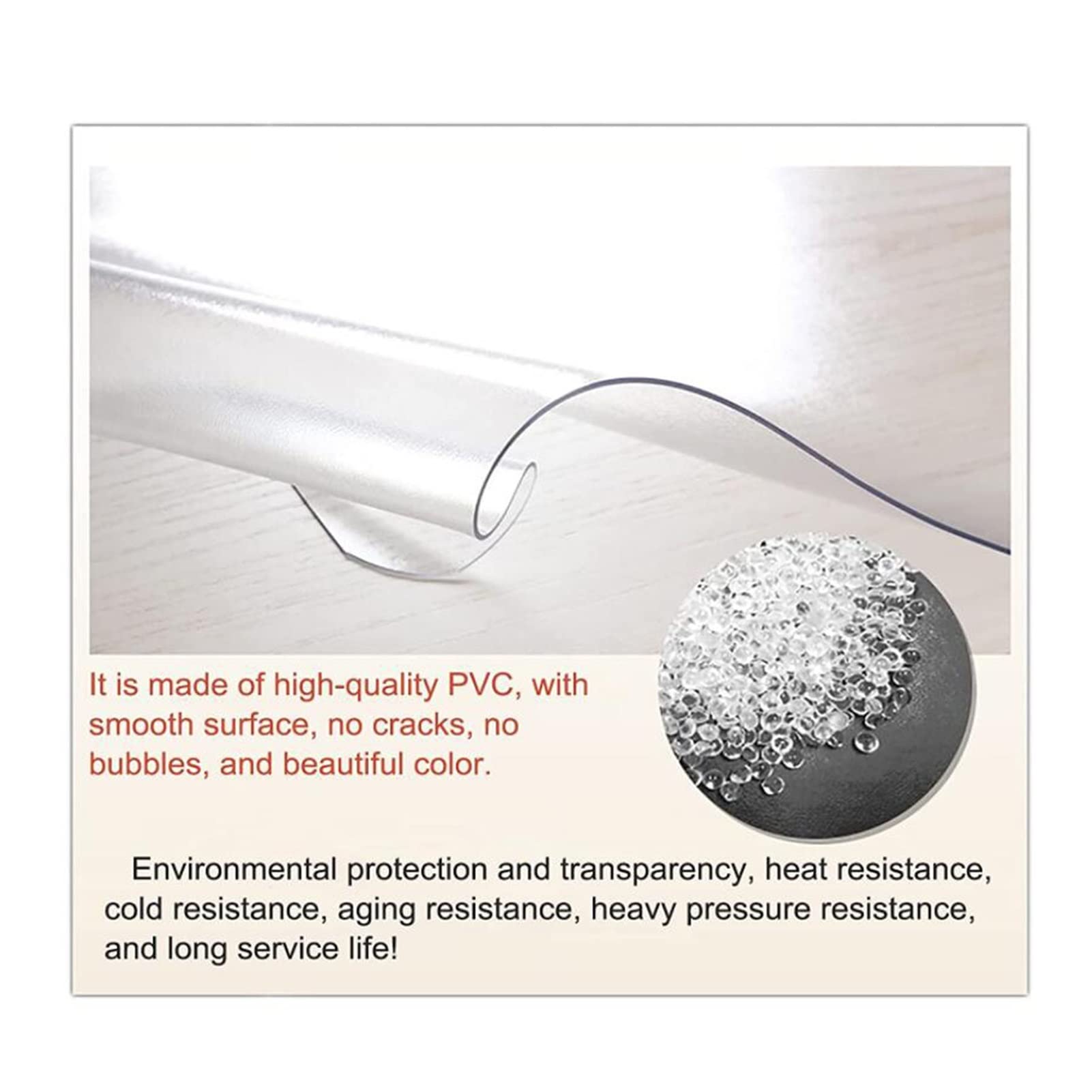 Transparente PVC-Bodenschutzmatte 2mm dick Bodenschutzmatte Transparent Bürostuhlmatten Schreibtischstuhl Unterlage PVC Stuhlunterlage,Wasserdicht,Einfaches Gleiten für Stühle,60/90/100/120/140cm brei