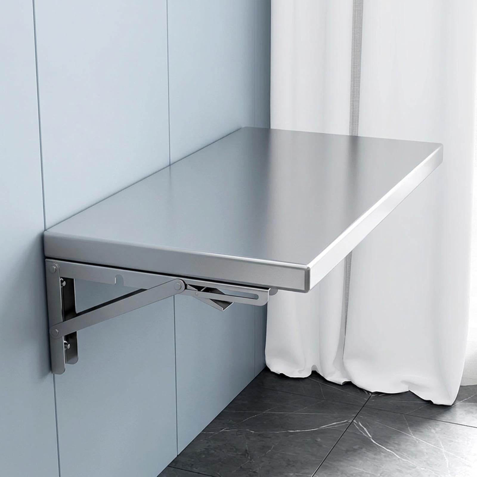 Tavolo Pieghevole a Muro in Acciaio Inox Risparmio Spazio 9 Misure