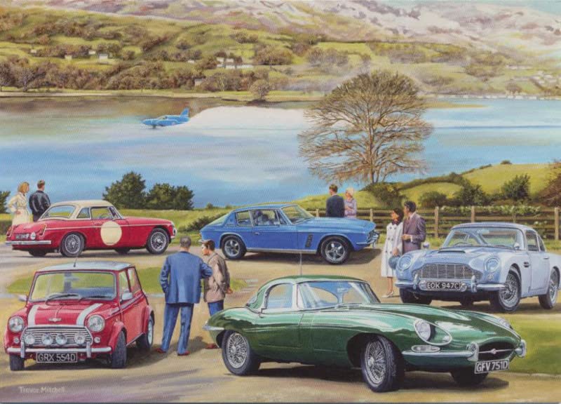 Classic British Car MG Mini Jensen Aston Martin Jaguar Birthday Card