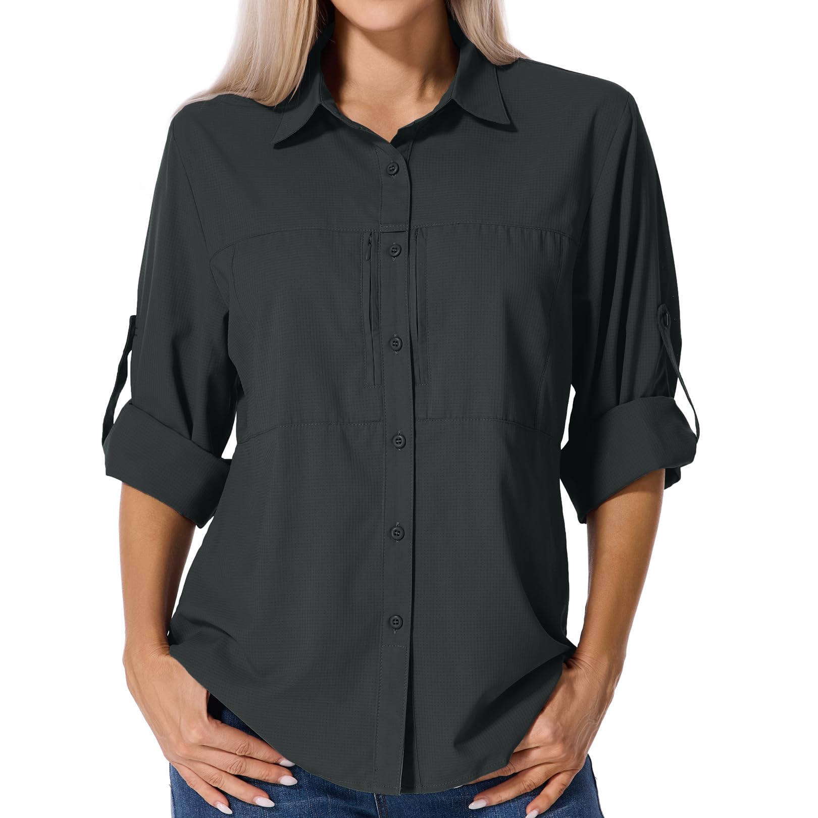 Asfixiado Shirts Damen UV Shirt UPF 50+ Safari Kleidung Wanderbluse Damen Hemdbluse Outdoor Atmungsaktiv Quick Dry Sonnenschutz Langarmshirt Bluse